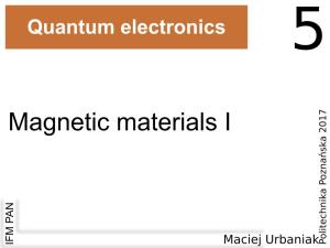 Magnetic Materials I