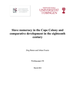 Slave Numeracy in the Cape Colony and Comparative Development in the Eighteenth Century