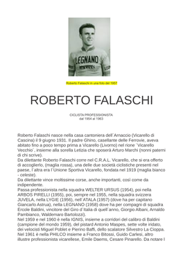 Roberto Falaschi in Una Foto Del 1957 ROBERTO FALASCHI