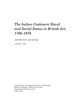 The Indian Cashmere Shawl and Social Status in British Art, 1760–1870
