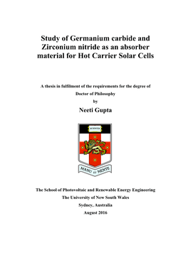 Study of Germanium Carbide and Zirconium Nitride As an Absorber Material for Hot Carrier Solar Cells