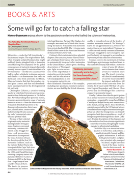 Some Will Go Far to Catch a Falling Star Henner Busemann Enjoys a Hymn to the Passionate Collectors Who Fuelled the Science of Meteorites