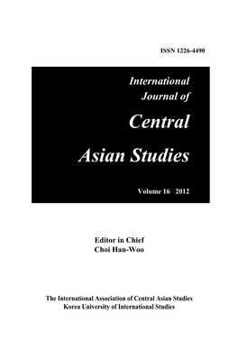 Central Asian Studies Korea University of International Studies