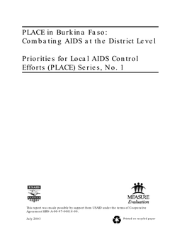 PLACE in Burkina Faso: Combating AIDS at the District Level Priorities