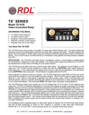 RDL TX-VCR Video Controlled Relay