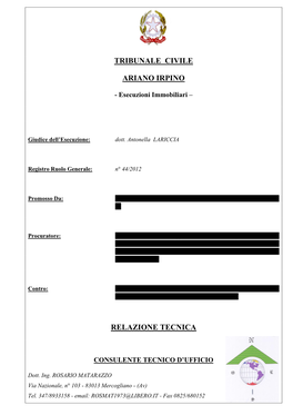 Tribunale Civile Ariano Irpino Relazione Tecnica