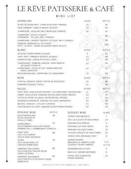 Wine List Fall 2020
