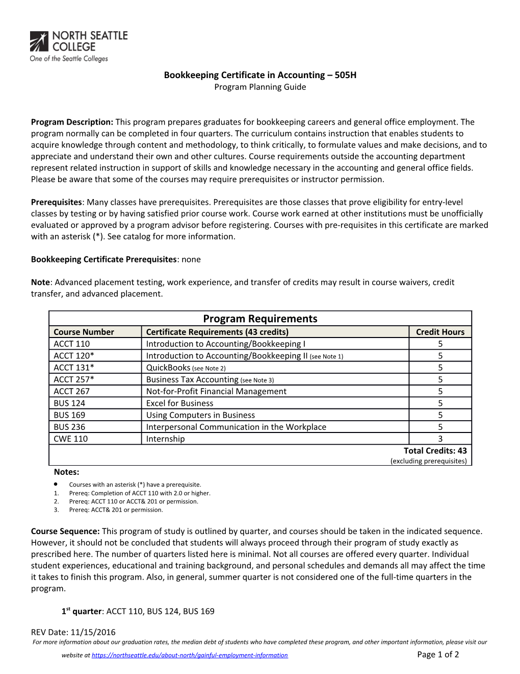 Bookkeeping Certificate in Accounting 505H