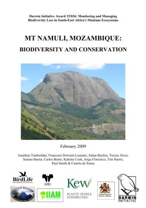 Mt Namuli, Mozambique: Biodiversity and Conservation