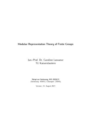 Modular Representation Theory of Finite Groups Jun.-Prof. Dr