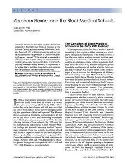 Abraham Flexner Andthe Black Medical Schools