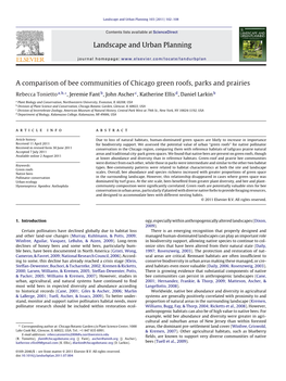 A Comparison of Bee Communities of Chicago Green Roofs, Parks and Prairies