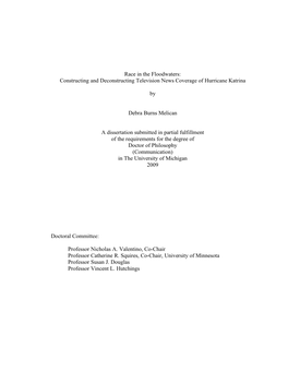 Race in the Floodwaters: Constructing and Deconstructing Television News Coverage of Hurricane Katrina