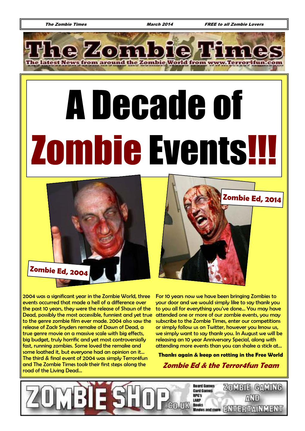 Zombie Times March 2014 FREE to All Zombie Lovers