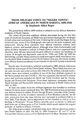 "Nigger Towns": African Americans in North Dakota, 1890-1940