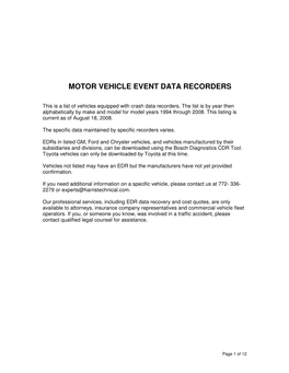 Motor Vehicle Event Data Recorders