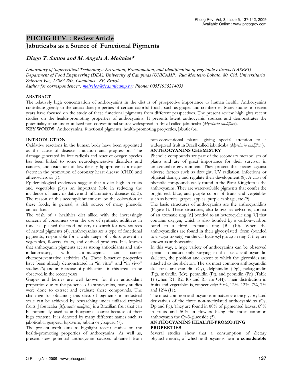 PHCOG REV. : Review Article Jabuticaba As a Source of Functional Pigments