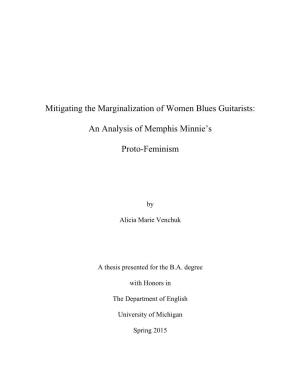 An Analysis of Memphis Minnie's Proto-Feminism