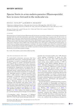 Species Limits in Avian Malaria Parasites (Haemosporida): How to Move Forward in the Molecular Era