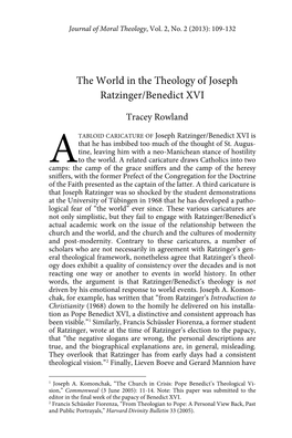 The World in the Theology of Joseph Ratzinger/Benedict XVI