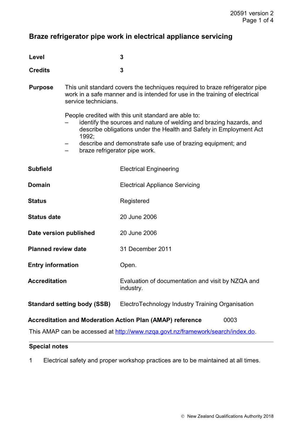 20591 Braze Refrigerator Pipe Work in Electrical Appliance Servicing