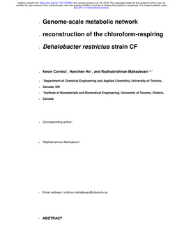 Genome-Scale Metabolic Network Reconstruction of the Chloroform