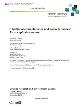 Situational Characteristics and Social Influence: a Conceptual Overview