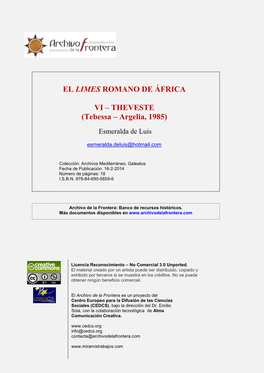 EL LIMES ROMANO DE ÁFRICA VI – THEVESTE (Tebessa – Argelia