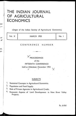 THE INDIAN JOURNAL of AGRICULTURAL ECONOMICS Rhe