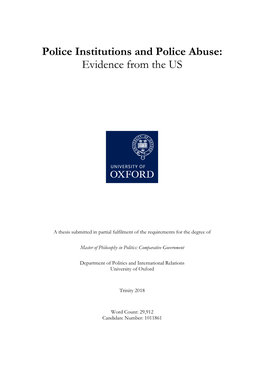 Police Institutions and Police Abuse: Evidence from the US