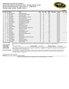 NASCAR Sprint Cup Series Race Number 0