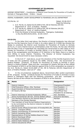 Government of Telangana Abstract Ahdd&F