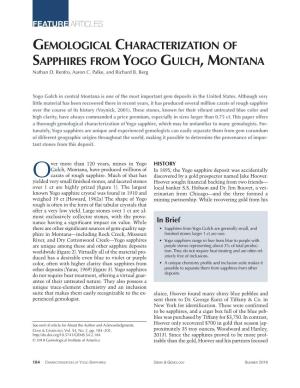Gemological Characterization of Sapphires from Yogo Gulch, Montana