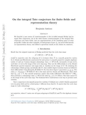 On the Integral Tate Conjecture for Finite Fields and Representation Theory