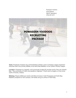 Powassan Voodoos Recruiting Package