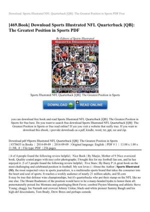 [469.Book] Download Sports Illustrated NFL Quarterback [QB]: the Greatest Position in Sports PDF
