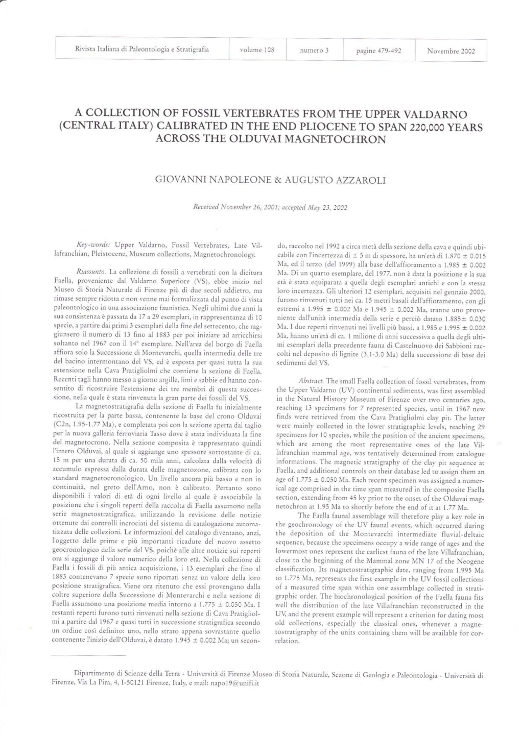 Across the Olduvai Magnetochron