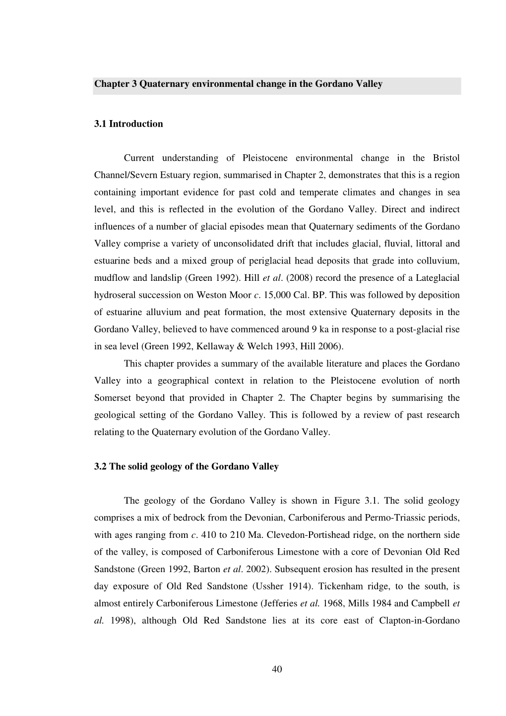 Chapter 3 Quaternary Environmental Change in the Gordano Valley