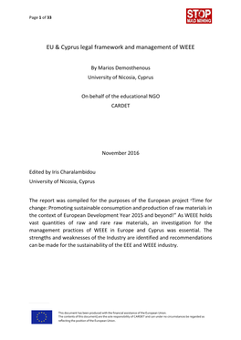 EU & Cyprus Legal Framework and Management of WEEE