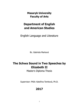 Department of English and American Studies the Schwa Sound in Two