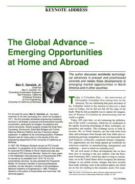 The Global Advance- Emerging Opportunities at Home and Abroad