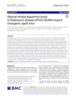 Altered Striatal Dopamine Levels in Parkinson's Disease VPS35 D620N