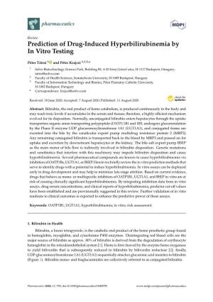 Prediction of Drug-Induced Hyperbilirubinemia by in Vitro Testing