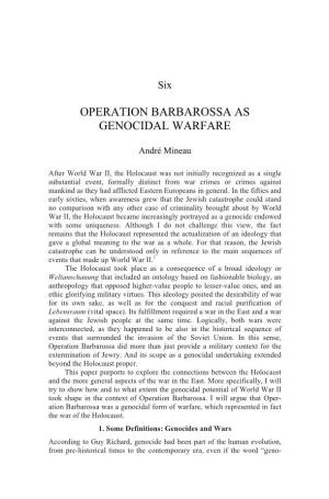 Operation Barbarossa As Genocidal Warfare