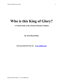 Who Is This King of Glory? 1
