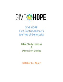 First Baptist Abilene's Journey of Generosity