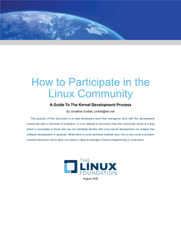 How to Participate in the Linux Community a Guide to the Kernel Development Process