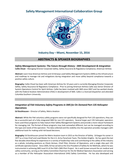 Safety Management International Collaboration Group ABSTRACTS