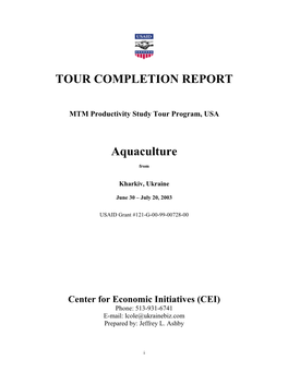TOUR COMPLETION REPORT Aquaculture