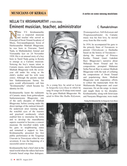 Eminent Musician, Teacher, Administrator C